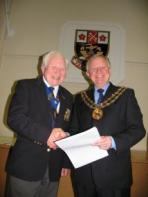 10 year award being presented by the Mayor, Cllr Brian Bayford